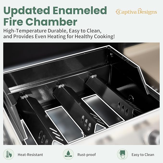 Captiva Designs Propane Gas Griddle Grill Combo with Porcelain-Enameled Cast Iron Grate &amp Cast Iron Pan Dual BBQ Grill With Flat Top Griddle for Outdoor Kitchen &amp Backyard Barbecue696 SQIN C