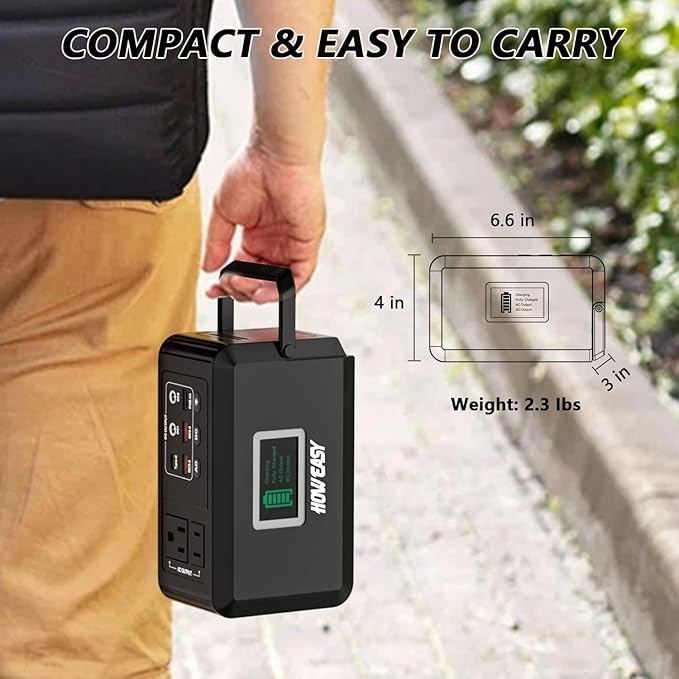 HOWEASY Portable Power Station120W(240W Peak) 24000mAh Camping Solar Generator Portable Power Bank with 2 110V AC Outlet / 2 DC /3 USB QC3.0/LED Flashlight for Home Camping Emergency Backup