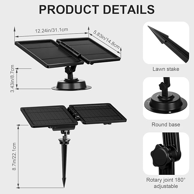 Treela 10w Portable Solar Charging Panel for Christmas Projector Light Compatible with Outdoor Inflatable String Lights Inflatable Decor Light Ip65 Waterproof for Outdoor Indoor Yard Patio Garden
