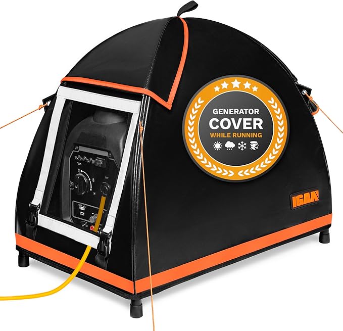 IGAN Small Inverter Generator Tent Cover While Running Compatible for Honda and Most 1000~2300 Watts Generators Portable Outdoor All-Weather Tarpaulin Cover for Rain Orange