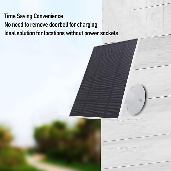 Generic 8W Solar Panel for Bird Feeder Camera Type C Solar Panel Charger 360° Swivel Bracket for Rechargeable Battery Bird Feeder Security Doorbell Camera (White)