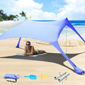 77 FT Beach Tent Sun Shelter UPF50+ UV Protection Outdoor Canopy Tent Sun Shade with 2 Poles for Camping Fishing Backyard and Picnics with Sandproof Beach Blanket Royal Blue