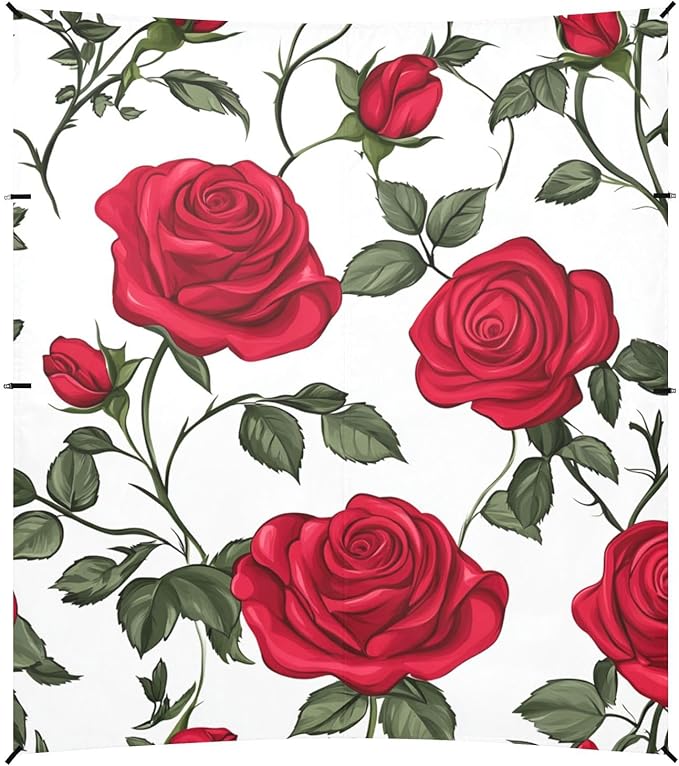 ALAZA Cute Red Roses Flower Beach Tent Sun Shelter Portable Canopy Sunshade for Outdoor Camping Picnics Backyard Fun 10x9 ft