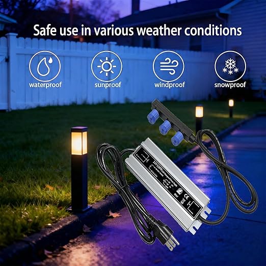 24V Adapter Compatible with Philips Hue Outdoor Low Voltage Lights 3 Output Waterproof Power Supply 120W Transformer for Lily SpotLily XL CallaPathwayImpress Pedestal