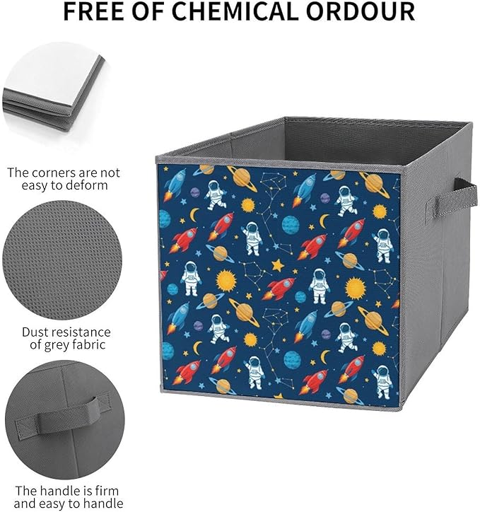 Convenient Closet Organizer Bins Outer Space Pattern Foldable Storage Cubes for Clothes Shoes Neat Storage Solution