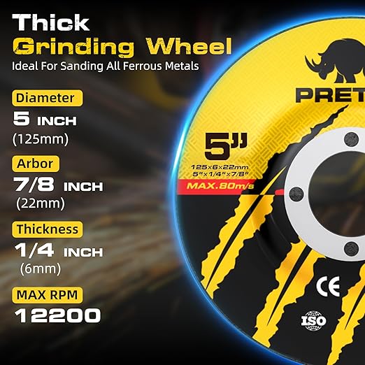 Grinding Cutting Wheels 5 inch Set - PRETEC 5 20 Cut Off Wheels 3 Grinding Wheels and 3 Flap Discs for Angle Grinder Cutting and Grinding 5” x 3/64 x 7/8 20+3+3 PCS Brown