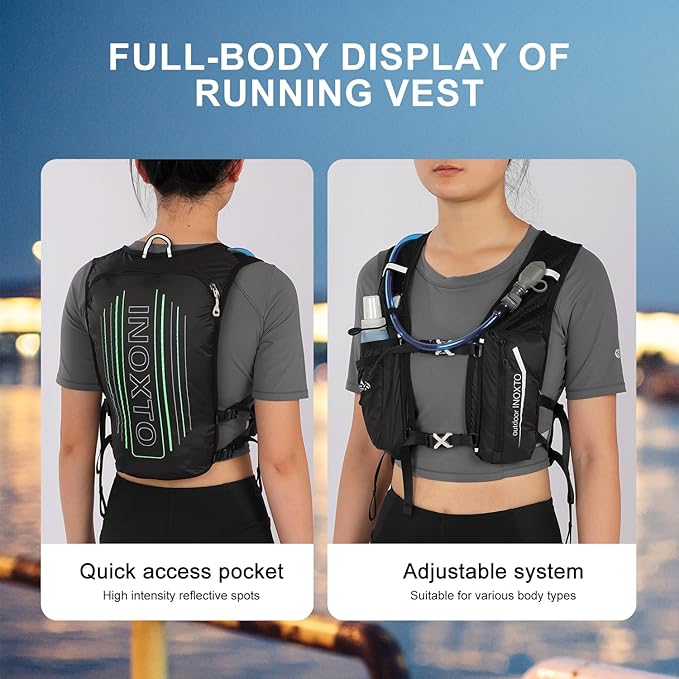 INOXTO Running Hydration Vest BackpackLightweight Insulated Pack with 1.5L Water Bladder Bag Daypack for Hiking Trail Running Cycling Race Marathon for Women Men