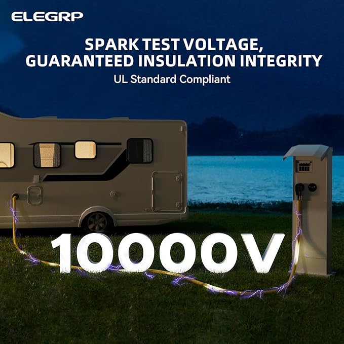 ELEGRP 50 Amp RV/Generator Extension Cord 50FT NEMA 14-50P to SS2-50R Twist Lock 6/3+8/1 Gauge STW Heavy Duty 50A RV Power Cord for Camper/Generator/House UL Standard Compliant 3-Year Support
