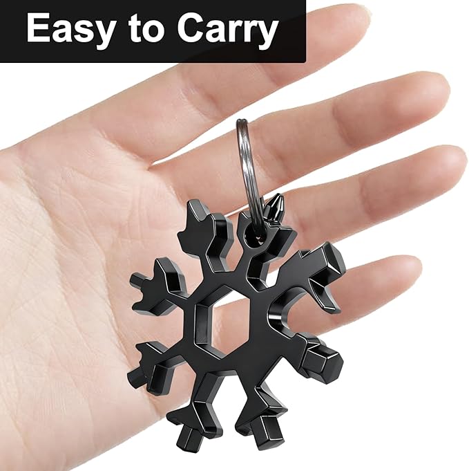 18-in-1 Snowflake Multitool 9 Packs Stainless Steel Snowflake Wrench/Bottle Opener/Screwdriver Kit Stainless Steel Portable Star Tool for Christmas Great Gifts