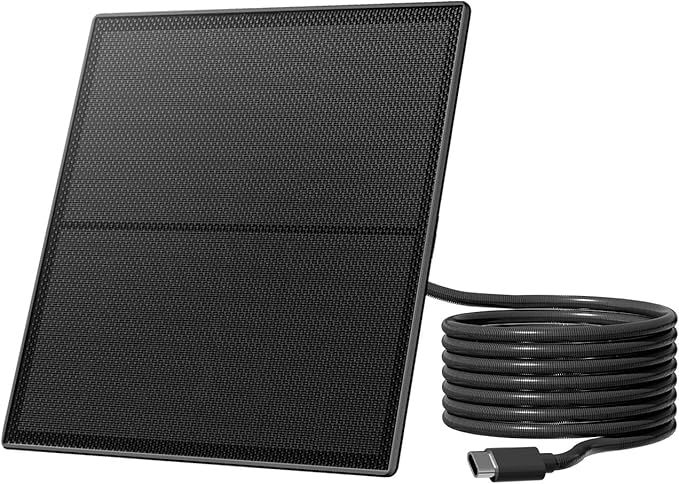 Birdfy 5W Solar Panel for Smart Bird Feeder Camera Type-C Charger for Birdfy Feeder 360° Adjustable Swivel Mount IP65 Waterproof for Outdoors 5W Continuously Power Supply (9.8ft Chew-Proof Cable)