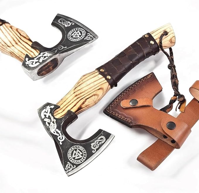 AX-7006 Custom Handmade 15.00 Inches High Carbon Steel Viking Axe - Gorgeous and Solid Ash Wood Handle