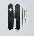Replacement Covers For Victorinox Scales Plus 91mm Plastic Handles With Toothpick Tweezers And Ballpoint Pen Glowing Cross (Black)