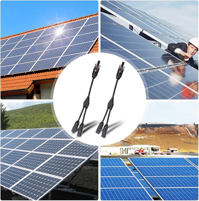 4Pair Solar Panel Connector 1 FT Solar Connectors Y Branch Parallel Adapter Cable Solar Cable 1 Male to 2 Female(M/FF) and 1 Female to 2 Male(F/MM) Solar Panel Cables and Connectors 1500V