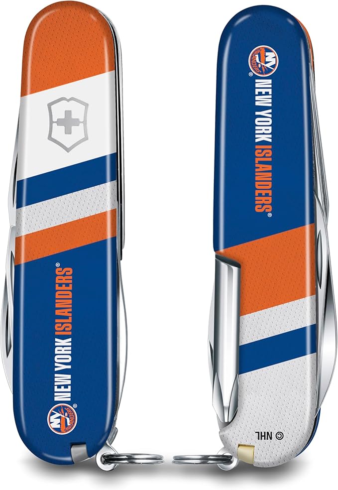 Victorinox Tinker Swiss Army Knife – Compact 12 Function Swiss Made Pocket Knife with Large Blade Small Blade and Bottle Opener – New York Islanders