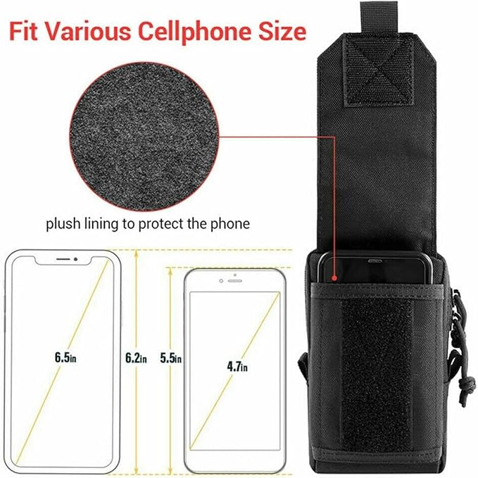 Tactical MOLLE Multifunction Nylon Everyday Carry Utility Organizer Phone Pouch Waist Bag for 5.5–6.7 in Smartphones
