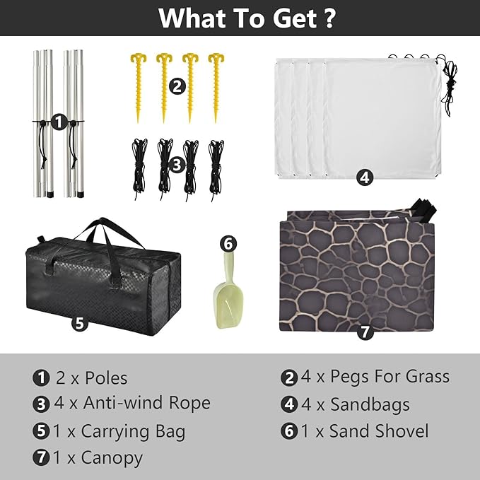 Snake Skin Print Style Darkgray Foldable Beach Tent UPF50+ Protection Water-Resistant Large Sun Shelter with Sandbags Sand Shovel Poles for Camping Picnics Backyard &amp Fishing