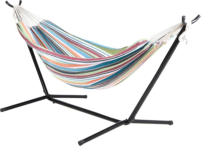 Bliss Hammocks 60 Wide Hammock &amp Built-in Stand w/Carrying Case &amp Hanging Hardware Indoor Outdoor Poolside Patio Backyard Heavy Duty Strong &amp Durable 400 Lbs Capacity (BHST-401-TF)