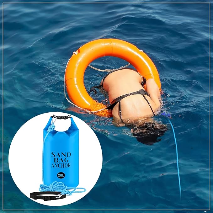 ShinyRelief 2 Set 10L/20L Sand Anchor Bags 2 in 1 PWC Kayak Anchor Kit for Float with Adjustable Straps Waterproof Dry Bags for Kayak Boat Pool Beach Floats Inflatables Water Sports
