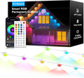 150FT Permanent Outdoor RGB Lights - IP65 Waterproof with Smart App Control Remote DIY Scene Modes Music Synchronization Eaves Lights For Garden Decor Deck Christmas Party Party HalloweenRoof