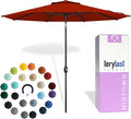 Midtown Umbrellas - 10-Year-No-Fade 8 Ft Patio Umbrella with Terylast Fabric Auto-Tilt Aluminum Frame and 8 Reinforced Ribs for Deck Pool Garden &amp Beach - Apple Red Canopy Black Pole