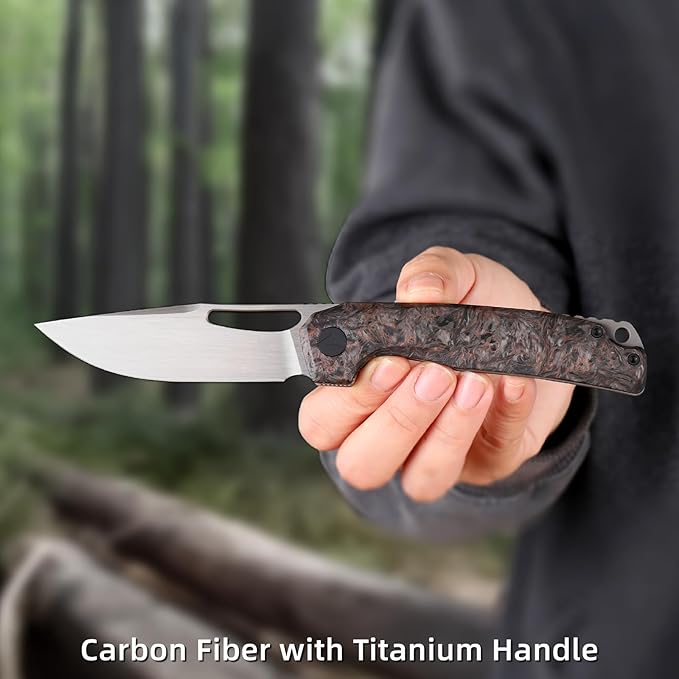Pocket Knife 3.5 M390 Blade Folding Knife Hunting Knife Survival Knife with Pocket Clip EDC Knives for Hunting Camping Survival Outdoor Fishing Hiking (Copper&ampGrey)