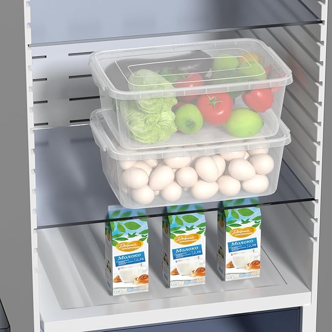 Anbers Pack of 3 Plastic Storage Bins with Latching Lid 14 QT Rectangle Dough Organizing Boxes Clear