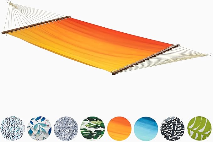 Fab Habitat Ombre Recycled Polyester Hammock - Big Sur - Sunset - Indoor/Outdoor Quick Dry 2 Person 460 lbs Capacity - Patio Poolside Backyard Garden Beach Balcony - 12-14 ft Adjustable