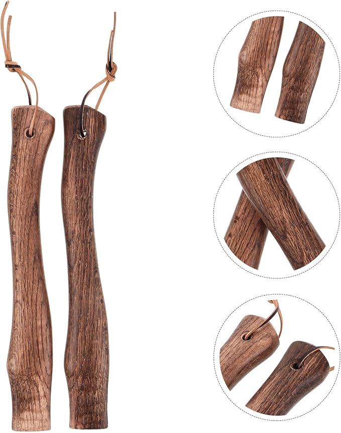 Toyvian 2pcs Anti-Slip Wooden Hatchet Handles 33cm Replacement Firewood Axe Grip for Camping and Outdoor Use Ergonomic Curved Solid Wood Axe Handle Accessory