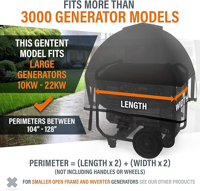 GenTent XL Open Frame Running Cover – Universal Kit Generator Tent for Larger Generators (Tan XL - Plus)