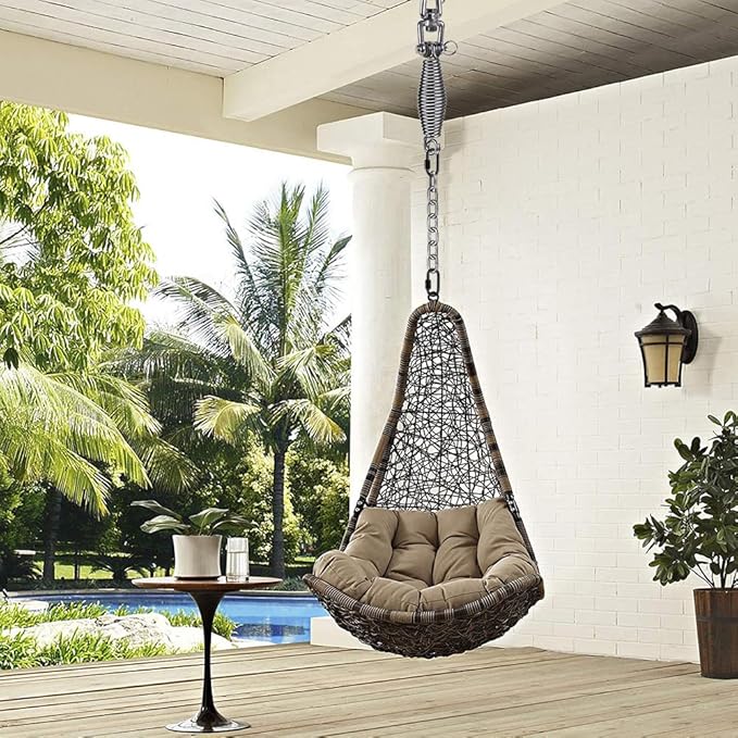 Dolibest Hammock Chair Hanging Kit Heavy Duty Swing Hanger and 3.28ft Chain with Spring (6MM) Wall Ceiling Hooks for Yoga Indoor Playground Hanging Chair Hammock Chair4 Screws 4 Expansion Screws