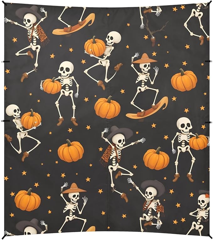 ALAZA Skull Pumpkin Star Pattern Beach Tent Sun Shelter UPF50+ Protection Beach Shade Canopy w/ 4 Sandbags for Outdoor Camping Fishing Backyard Fun Picnic 10x9 ft