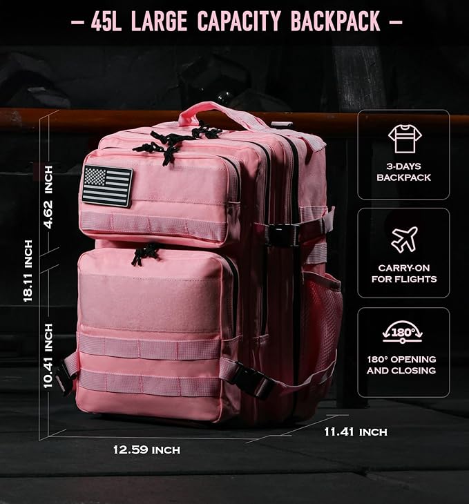 Military Tactical Backpack for Men 45L Molle Army 3 Days Assault Pack Bug Out Bag Water Resistant