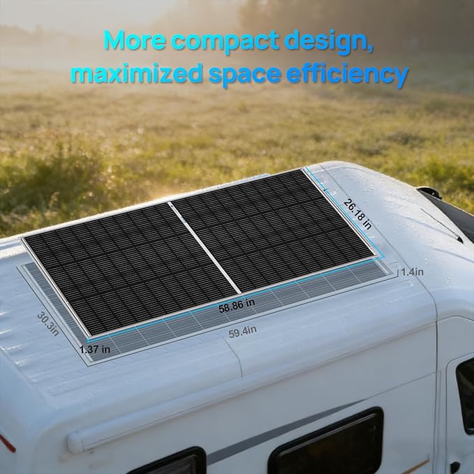 ECO-WORTHY 195W N-Type 18BB Bifacial Solar Panel 1PC 12 Volt Monocrystalline Solar Panel with 25% High Conversion Efficiency Ideal for RV Boat Roof FarmHome &amp Off-Grid Applications