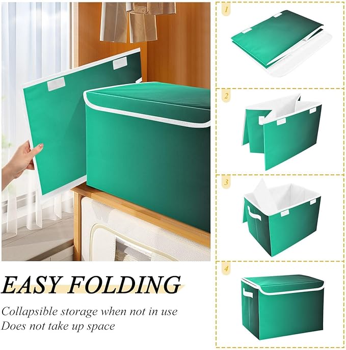Green Gradient Storage Bins with Lid Stackable Shoebox Storage Organizer Bins with Lids for School Supply Dormroom