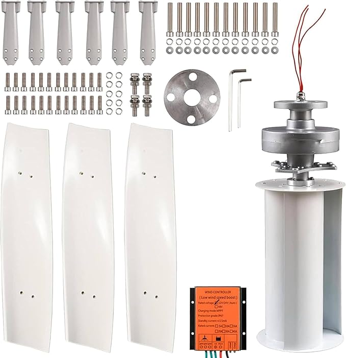 3000W Garden Vertical Wind Turbine Generator Kit Three-Phase AC Vertical Wind 12V 24V 48V 220V Wind Turbine with MPPT Controller for Home Industrial Energy Equipment 12V