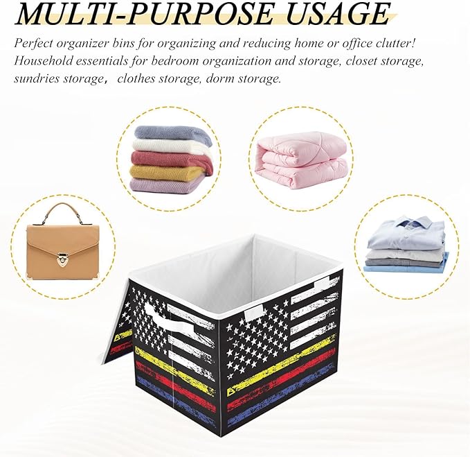 United States Of America Flag with Blue Red Usa Storage Box with Lid Stackable Cube Storage Storage and Organization for