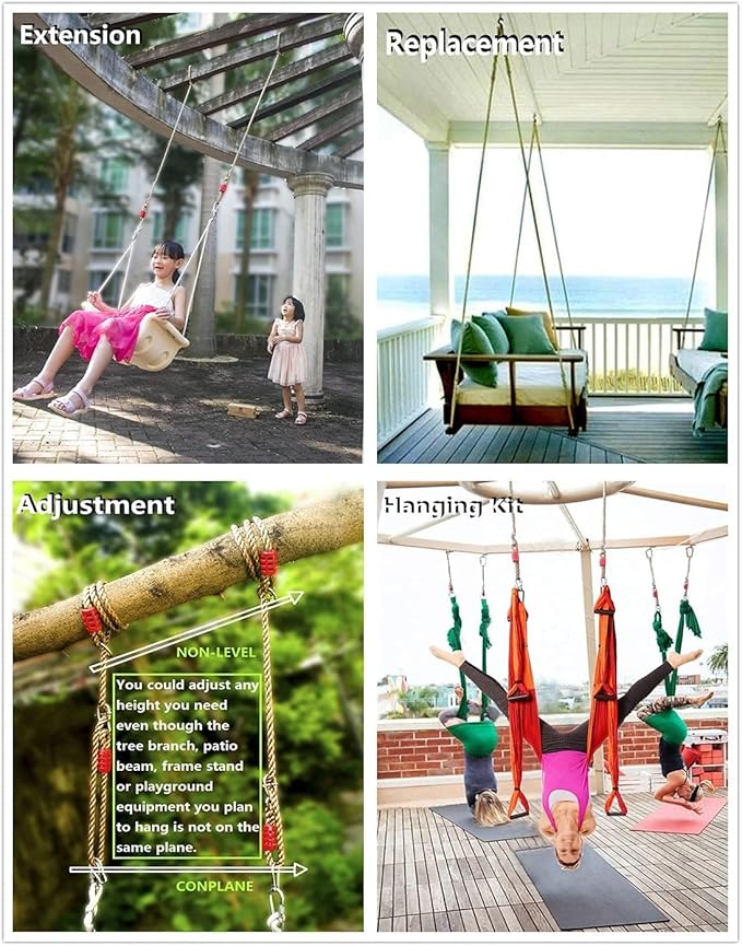 NW Hammock Chair Straps Hanging Kit Tree Swing Ropes - 6ft &amp Holds to 400lbs Perfect for Children Swing Outdoor Hammock and Hanging Chair