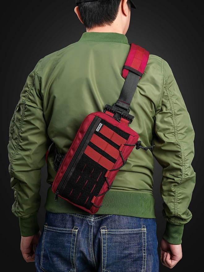 TACTICAL_GEEK Crossbody Shoulder Bag Multipurpose Daypack Chest Backpack Casual Sling Bag for Men &amp Women (L3C-Red)