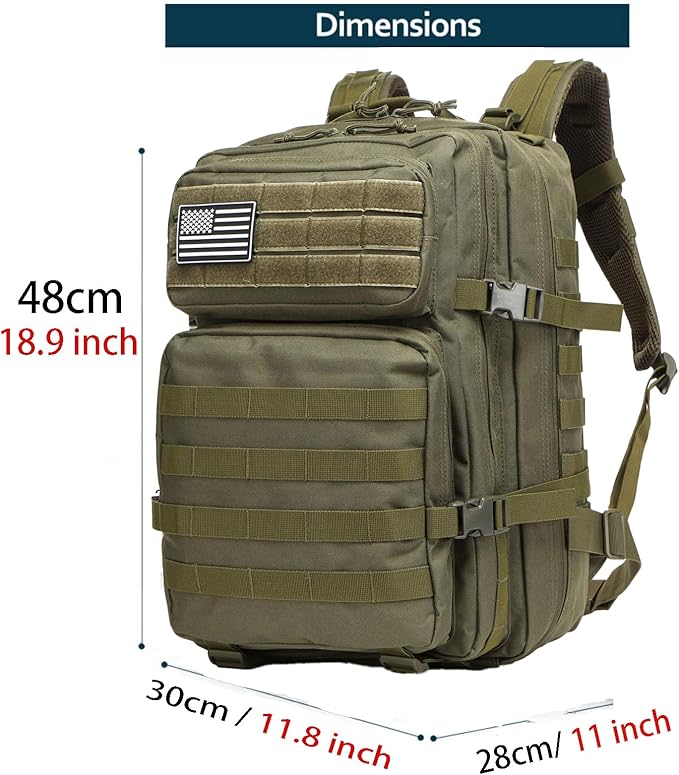 50L Sturdy Waterproof Fishing Hunting Bag Outdoor Military Tactical Sports Fitness Camping Hiking GYM Bag Backpacks (Green)