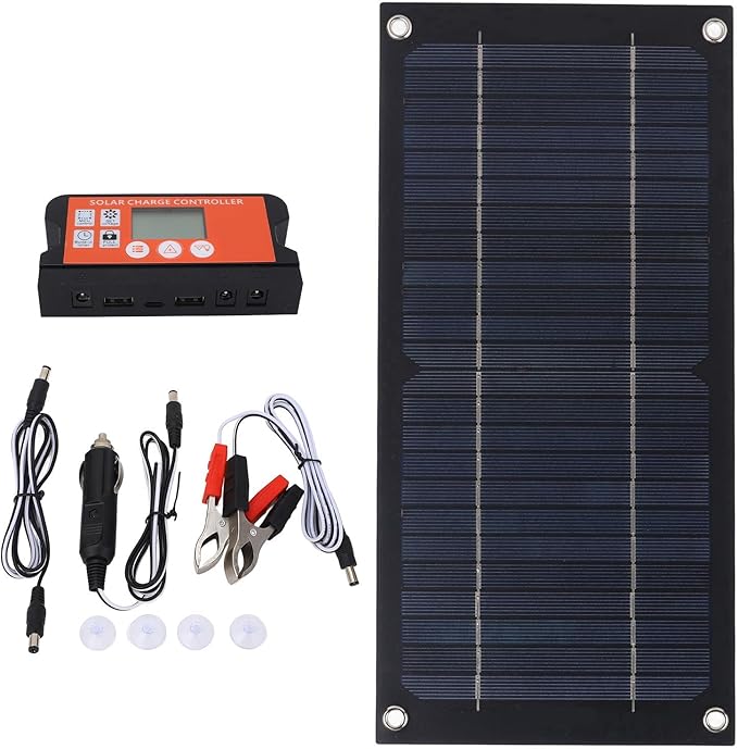 600W Solar Panel Solar Panel Kit 100A Controller Solar Panel Kit with Extension Cable Battery Clip for RV Camping Outdoor