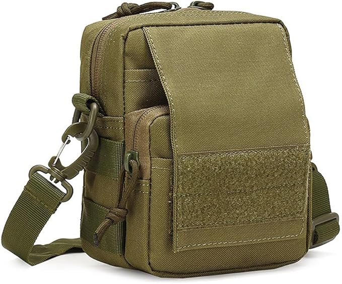 Small Canvas Messenger Bag Tactical Shoulder Bag Crossbody Casual Pack Waist Pack (Military Green)