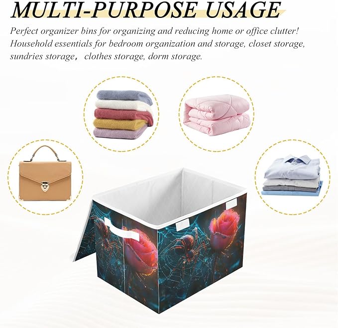AIXIWAWA Lidded Storage Cube (Gothic Valentine) Fabric Foldable Closet Bins with Flip Lid and Handles Organizer Basket Container 16.5 x 12.6 x 11.8 IN