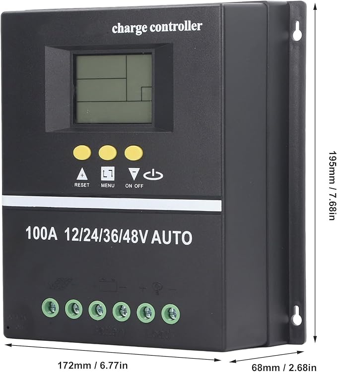 MPPT Solar Charger Controller USB Port with Backlit LCD Display Solar Panel Regulator 12V 24V 36V 48V Adaptive 100A Intelligent Solar Charger Regulator Controller
