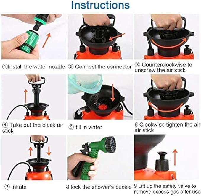 KRASS Portable Shower 3L/8L Outdoor Camping Shower Solar Garden Shower Travel Car Wash System Multifunctional Water Gun Does Not Take Up Space3L