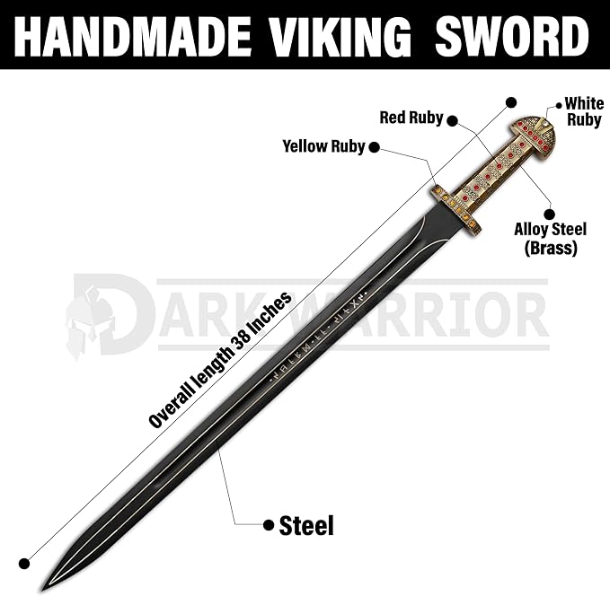 [DARK WARRIOR] Viking Sword of Ragnar Lothbrok - Vikings Sword of Kings The Ragnar Sword Ironside Sword - Medieval Sword of Viking The Symbol of Kingship-Sword for Gift &amp Role Play Ragnar lothbrok