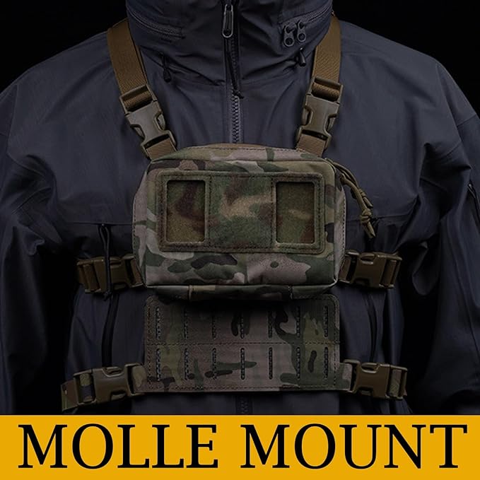 Laser-Cut Adjustable MOLLE Panel Tactical Chest Bag with Quick-Release System Detachable Recon Utility Kit