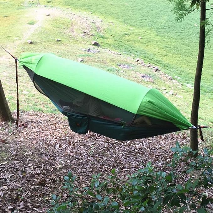 Camping Hammock with Net and Shade Cloth Portable Hammocks for Outdoor Hiking Backpacking TravelGreen