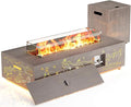 42 Outdoor Fire Pit Table 50000 BTU Gas Fire Pit with Glass Wind Guard Fire Stones Waterproof Cover Propane Fire Pit Table for Outside Patio Hollow-Out (Elk Brown)