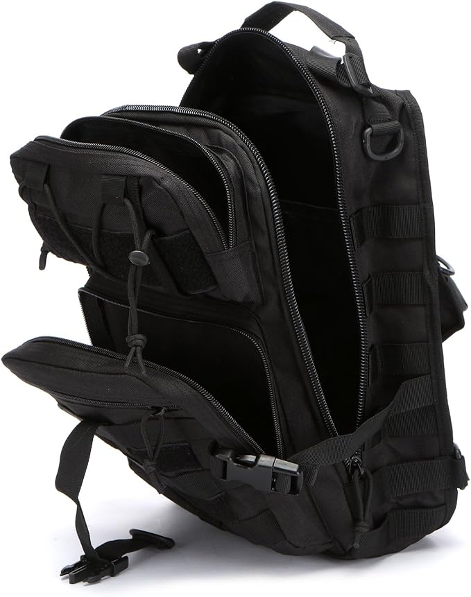 Outdoor Tactical Bag Fishing Military Sport Bag Pack Sling Shoulder Backpack for Every Day Carry (Black)
