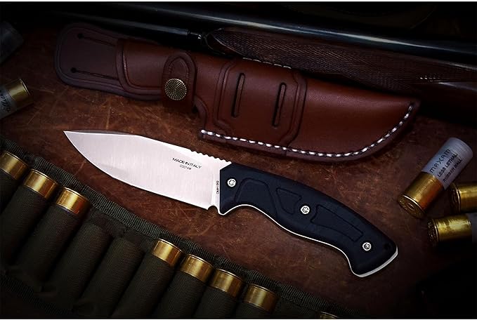 Extrema Ratio - Venatus F (Nitrogen Black Satin) Fixed Blade Knife Nitrogen Steel Blade Satin Finish Full Tang Construction Ergonomic Handle Premium Leather Ambidextrous Sheath